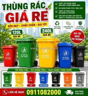 Chuyên bỏ sỉ lẻ thùng rác nhựa 120l 240l giá rẻ- hàng chất lượng đạt tiêu chuẩn- lh 0911082000