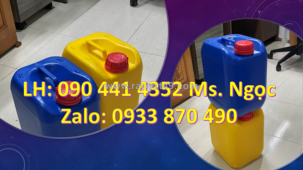 Công ty sx can nhựa 20 lít, can nhựa 22 lít vuông, can nhựa 24 lít đựng hóa chất, thùng nhựa 25 lít