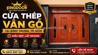 Cửa thép vân gỗ tại bình trưng, tp. hcm | mẫu đẹp, lắp nhanh