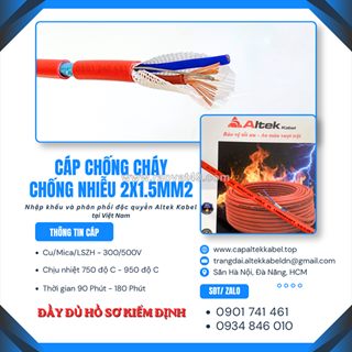 Dây cáp chống cháy chống nhiễu 2x1.5 altek kabel sẵn long an, an giang, đồng tháp