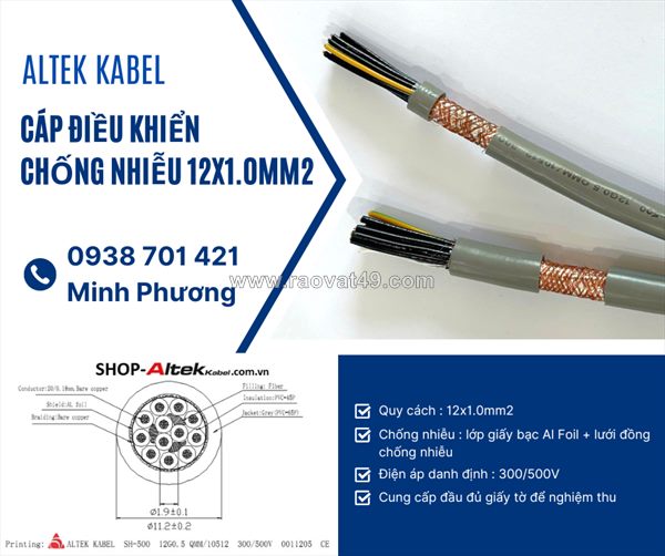 Dây cáp điều khiển có lưới chống nhiễu 12x1.0mm2 altek kabel đà nẵng, huế