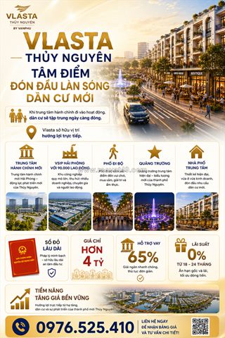 Duy nhất 1 căn hơn 4 tỷ - tại dự án vlasta thủy nguyên - sổ hồng lâu dài