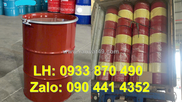 Gía thùng phuy sắt qua sử dụng 220 lít, thùng phuy sắt loại 1 đẹp, thùng phuy sắt tráng epoxy