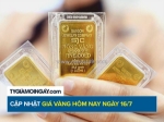 Giá vàng hôm nay 16/7: vàng sjc và vàng nhẫn giảm đồng loạt