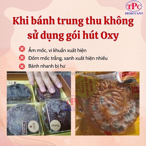 Khi bánh trung thu dùng gói hút oxy để chống mốc