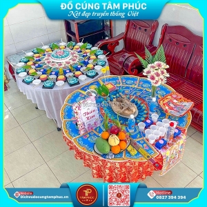 Mâm cúng đầy tháng xanh dương – điểm nhấn cho ngày đặc biệt