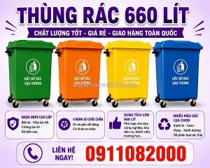 Nhà cung cấp thùng rác 120l 240l 660l giá rẻ nhất- thùng rác siêu bền- lh 0911082000