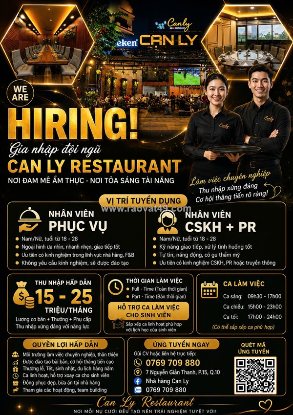 Nhà hàng cạn ly tuyển dụng phục vụ nữ