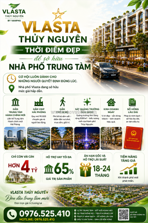 Nhà phố vlasta thủy nguyên-giá hơn 4 tỷ sau chiết khấu-thanh toán 50% nhận nhà