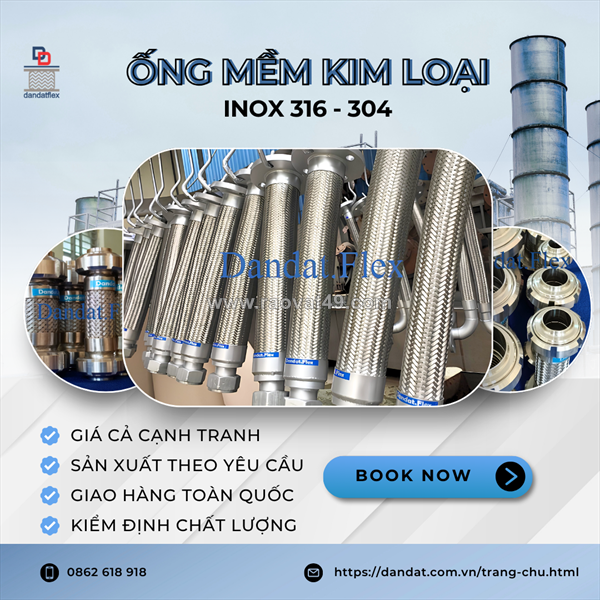 Ống mềm chịu nhiệt, ống mềm kim loại inox 314 - inox 304, dây mềm inox chịu nhiệt, ống nối mềm kim loại