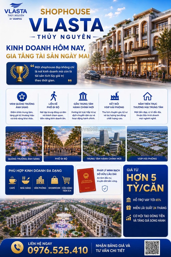 Shophouse vlasta thủy nguyên – kinh doanh hôm nay, gia tăng tài sản ngày mai