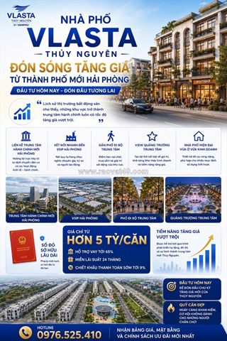 Sở hữu nhà phố vlasta thủy nguyên - trung tâm hành chính mới hải phòng