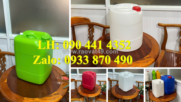 Sx can nhựa 10 lít vuông trắng, can 20 lít vuông xanh, vỏ can nhựa 25 lít đựng hóa chất thoát khí q10