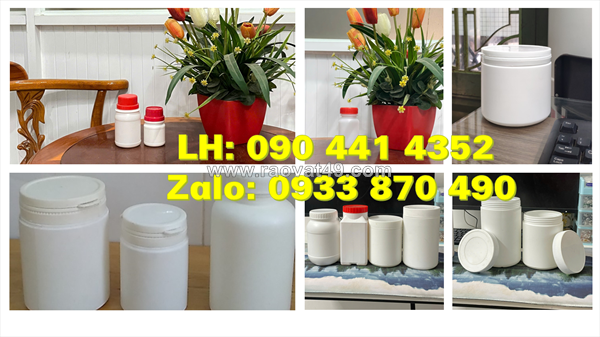 Sx hủ nhựa 500gr vuông, hủ nhựa 1 ký đựng hóa chất, hủ nhựa 1.5 ký đựng chất rắn, hủ nhựa 2 ký tròn