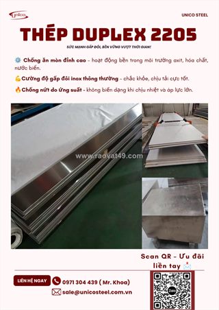 Thép duplex 2205 giá tốt tại unico steel: giải pháp vật liệu kháng ăn mòn đỉnh cao cho ngành hóa chất & biển