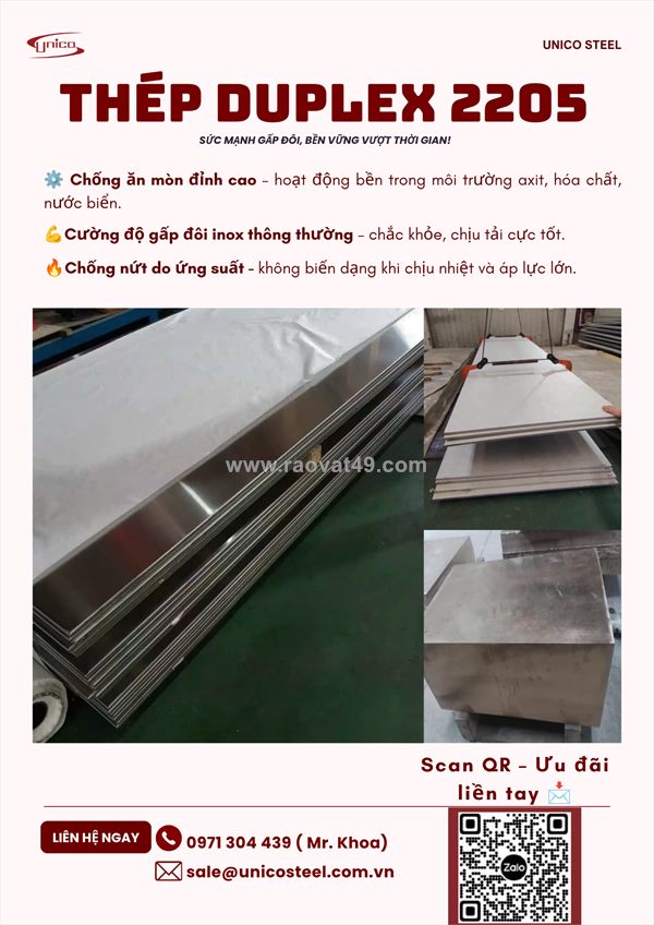 Thép duplex 2205 giá tốt tại unico steel: giải pháp vật liệu kháng ăn mòn đỉnh cao cho ngành hóa chất & biển