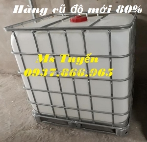 Thùng chứa dung dịch lỏng cỡ lớn, thùng ibc, tank có khung thép hàng cũ