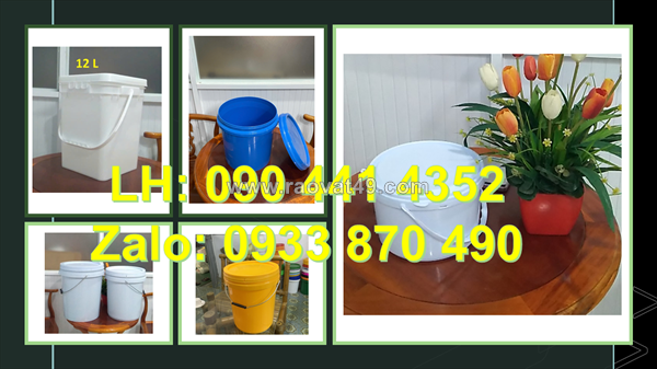 Thùng đựng sơn 22 lít quai nhựa, vỏ thùng sơn 20 lít vuông, xô nhựa  lít tròn