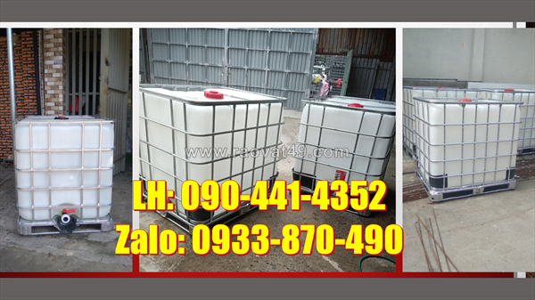 Thùng ibc 1000 lít van bi, van bướm, bồn nhựa 1000 lít trắng đựng hóa chất kho bãi