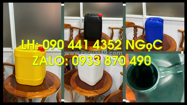 Thùng nhựa 10 lít đựng cồn, can nhựa 20 lít đựng chất oxy hóa, can nhựa 22 lít đựng chất tạo màu
