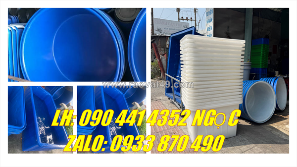 Thùng nhựa 100 lít hình chữ nhật, thùng nhựa chữ nhật 300 lít, thùng nhựa chữ nhật 500l trồng sen