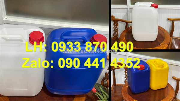 Thùng nhựa 30 lít vuông trắng dày đựng hóa chất, can nhựa 30 lít dẹp đựng chất tẩy rửa gia dụng