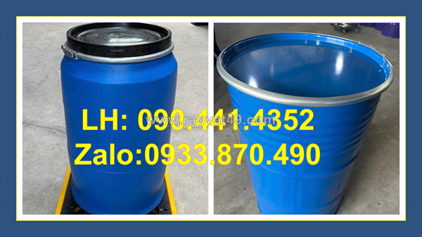 Thùng phuy sắt cũ 220 lít đẹp – giá đẹp, thùng phuy sắt đựng hóa chất nông nghiệp, thùng phuy sắt đựng hóa chất