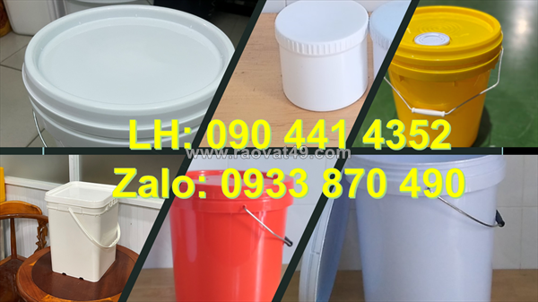 Thùng sơn 12 lít màu xanh lá, vỏ thùng sơn 16 lít màu xanh dương, thùng sơn  lít màu vàng