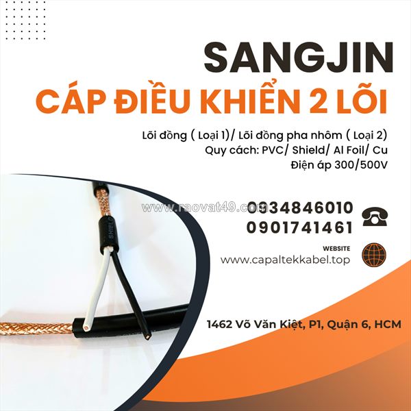 Tổng kho phân phối cáp điện sangjin 2 lõi tại sài gòn, đồng nai, bình dương
