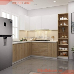 Tủ bếp đẹp vũng tàu - mdf phủ veneer sồi