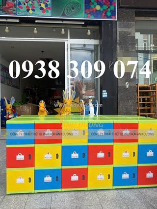 Tủ cặp mầm non, tủ nhựa đựng cặp đồ dùng mầm non