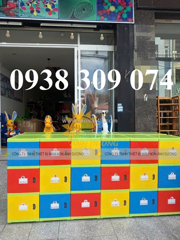Tủ cặp mầm non, tủ nhựa đựng cặp đồ dùng mầm non