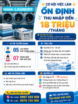 Tuyển lao động phổ thông, nhân viên gấp xếp tp.hcm