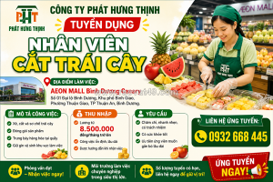 Tuyển nhân viên cắt trái cây aeon mall bình dương