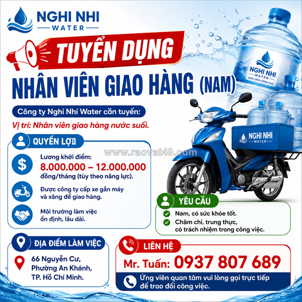 Tuyển nhân viên giao hàng nước suối q2