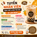 Tuyển nhân viên pha chế & bán trà sữa bình thạnh