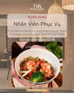 Tuyển nhân viên phục vụ full time - partime & nv bếp ca đêm
