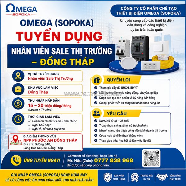 Tuyển nhân viên sale thị trường đồng tháp