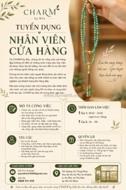 Tuyển nữ nhân viên cửa hàng charm by bila