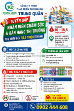 Tuyển nv chăm sóc & bán hàng thị trường tp.hcm