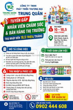 Tuyển nv chăm sóc & bán hàng thị trường tp.hcm