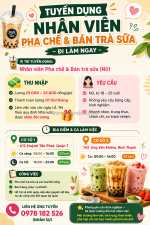 Tuyển nv nữ pha chế & bán trà sữa q7, bình thạnh