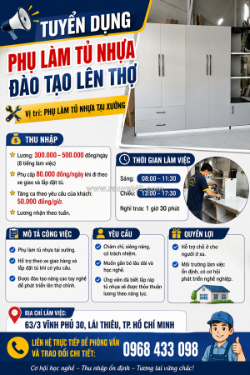 Tuyển phụ làm tủ nhựa – đào tạo lên thợ
