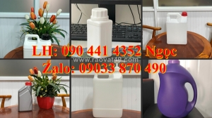 Vỏ can nhựa 2 lít vuông, can nhựa 5 lít tròn đựng hóa chất, can nhựa 5 lít đựng nước lau sàn