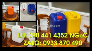 Vỏ can nhựa 25 lít đựng mẫu chất hóa học, can nhựa 20 lít đựng dung dịch, can nhựa 10 lít đựng javel