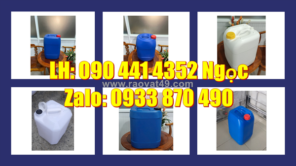 Vỏ thùng nhựa 20 lít trắng đựng axit, can nhựa 22 lít đựng hóa chất có sinh khí, can 25 đựng dầu