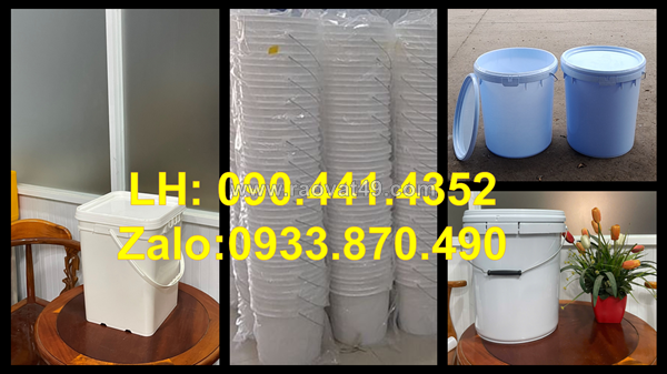 Vỏ thùng sơn 1 lít, thùng đựng sơn 4 lít, thùng sơn nhựa 5 lít, xô nhựa 6 lít đựng dầu nhờn
