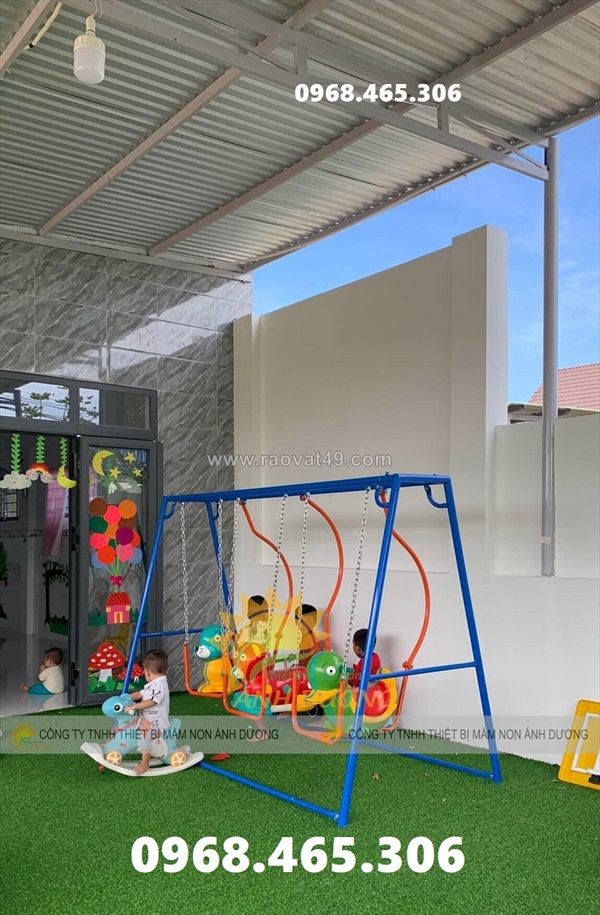 Xích đu trẻ em 3 chỗ ngồi hình con vật , xích đu sắt cho bé mầm non
