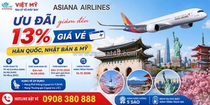 Asiana airlines giảm đến 13% giá vé quốc tế