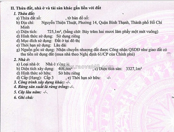 Bán tòa nhà nguyễn thiện thuật, phường bình thạnh, 725m² đất, hầm 7 tầng, hđt 660 tr/th